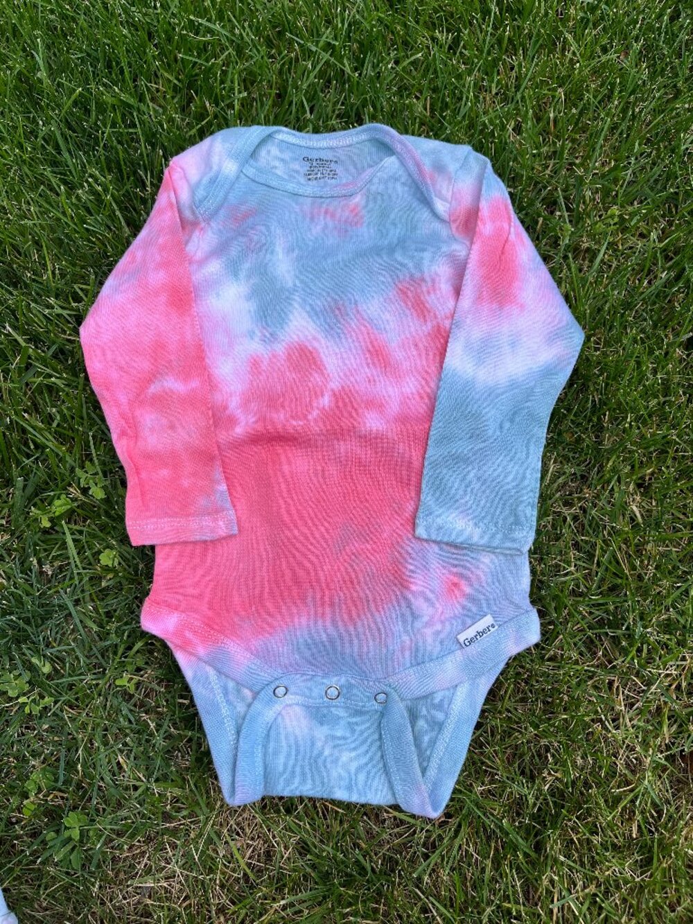 Baby 12M Red & Dark Green Tie-Dye Long Sleeve Onesie